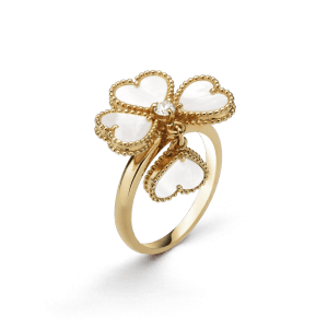 Sweet Alhambra effeuillage ring_ 18K yellow gold_ D