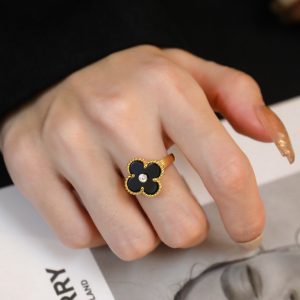 Vintage Alhambra ring_ 18K yellow gold_ Diamond_ _y(4)