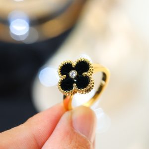 Vintage Alhambra ring_ 18K yellow gold_ Diamond_ _y(4)